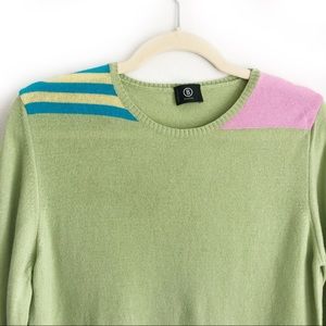 BOGNER Wool Cashmere Color Block Crew Neck Sweater